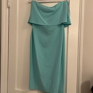 Likely strapless dress. Worn once. Perfect for a wedding.